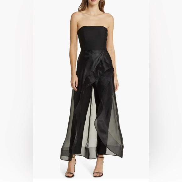 Hutch Ember Strapless Jumpsuit in Black Stretch Crepe/Organza size 6 Sold out - Picture 1 of 13